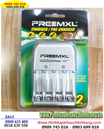 Preermxl FC001 _Máy sạc 4 Pin / sạc Nhanh 2giờ (với 4 khe sạc, mỗi lần sạc 2-4 viên pin AA, AAA)